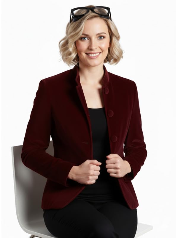 Image of Leather Retail Women's Full Sleeve Velvet Jacket