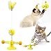 GMYQ Molinillo de viento para gatos, juguete interactivo, juguete pedagógico, disco giratorio, juguete para gatos con ventosa/pluma/pelota para jugar, morder, morder y patear