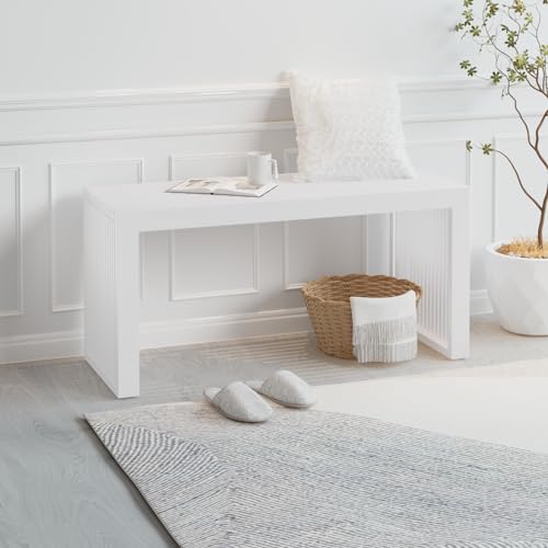 Image of APRTAT Bamboo Dining Bench 35 Inch Indoor Wooden Shoe Benches for Entryway | Entryway Shoe Rack Bench.,Solid Bamboo Benches,for Living Room, Hallway, Bedroom, Bathroom,Easy Assemble,Slatted Design,
