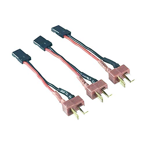 GalaxyElec 3pcs Futaba/JR Male to T-Plug Deans Male Adapter 20AWG 10CM Wire for LED RC Vehicle Lighting
