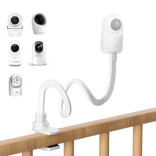 Jartoo Baby Monitor Mount Compatible with HelloBaby HB65/HB40/HB6560/HB6339/HB6550 Pro Infant Optics Momcozy Nanit VAVA 16.9 Flexible Crib Clip Mount Long Gooseneck Arm No Tools or Wall Damage
