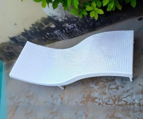 Image of India Outdoor Swimming Poolside Lounger Beach Sunbathing Lawn Patio Chaise Lounge Sun Lounger Chair (White)