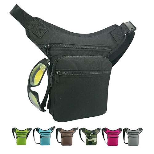 Riñonera Lateral Estilo Hippie para Hombre y Mujer – con Compartimento Central, 2 Bolsillos Exteriores y Soporte para Gafas o bolígrafo – Correa Ajustable hasta 140 cm – Fabricada en España