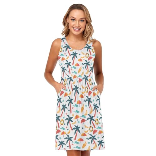 Image of ALAZA Women's Summer Dress Sun Dress Sleeveless with Pockets