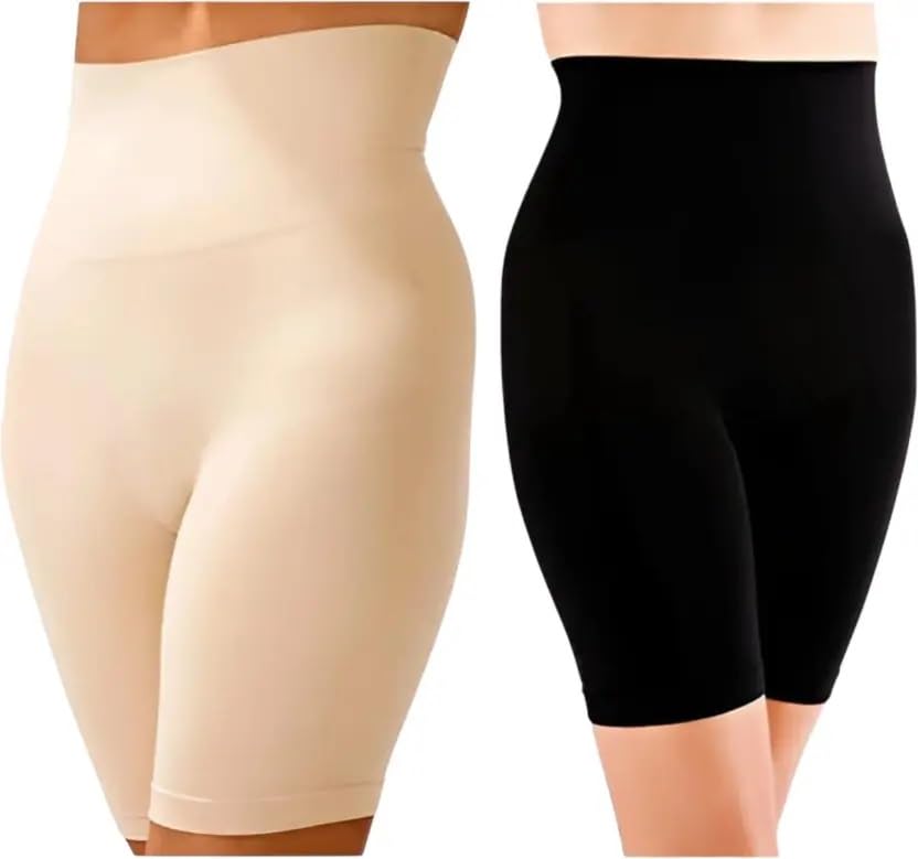 Women's High Waist Tummy Control Shapewear Shorts, Seamless Body Shaper for Women, Butt Lifting Compression Underwear, Breathable Tummy Tucker, Black and Beige,(Pack of-2) (Free Size 35 to 75 KG)-image-34