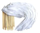 Kingsnow 100 Pieces Lace Wedding Ribbon Wands with Triple Ribbon and Silver Bell Wand Silk Fairy Sti