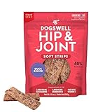 DOGSWELL Hip & Joint Dog Treats 100% Meaty, Grain Free, Glucosamine Chondroitin & Omega 3, Duck Soft Strips 10 oz