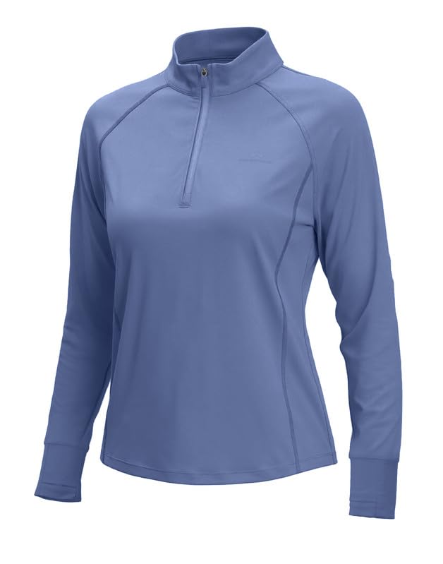 Pioneer Camp UV-Schutz Shirt Damen Langarm UPF 50+ Atmungsaktiv Wandershirt mit Reißverschlusstasche Stehkragen und Daumenlöcher Schnelltrocknendes Laufshirt für Outdoor Trekking Radfahren
