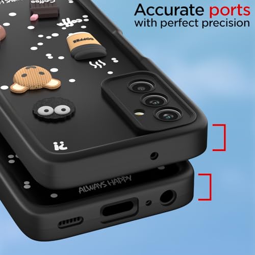 Image of Amazon Basic Back Cover for Samsung Galaxy M13 4G | Cute Fun Cartoon 3D Bear Silicone Full Body Protection Bumper Cover (Black)