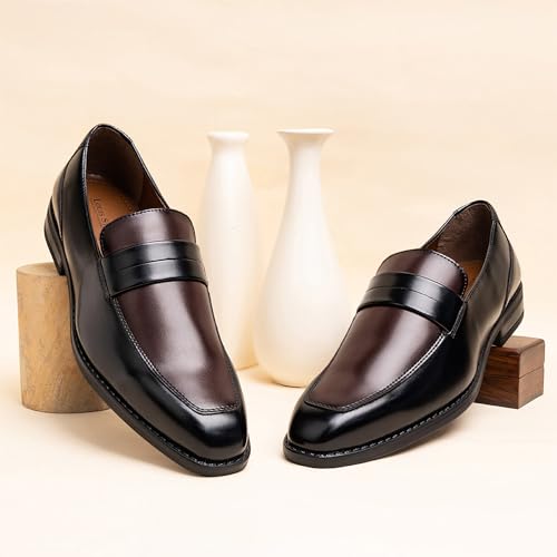 Image of LOUIS STITCH Men's Formal Shoes - Leatherette, Breathable Lining, Moccasins Style | Comfortable for Business, Casual, Parties | Double Tone Finishing (SXMCDS)