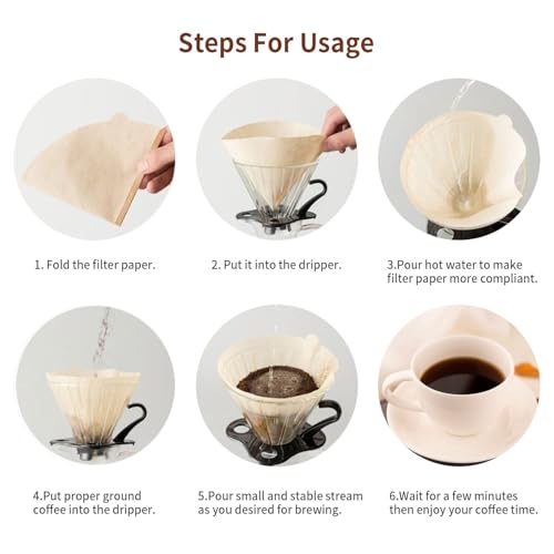 Coffee Filters, Size 02 Unbleached Cone Filters, 200 Count Disposable Natural Paper Filters 2-4 Cup, 02 Cone For Pour Over and Drip Coffee Maker