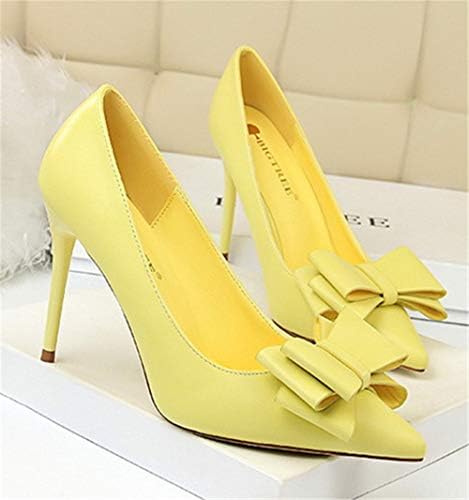 yellow heels with bow