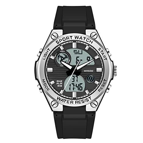 Montre numérique pour Femmes Montre Sport étanche Analogique Montre Militaire Tactique Rétroéclairage LED Chronomètre Alarme Montres-Bracelets Cover