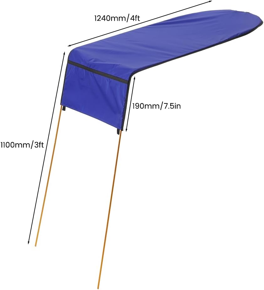 Universal Kayak Sun Shade Canopy, Waterproof Portable Awning Top Cover for Canoe, Fishing Boat, Inflatable Paddle Board, Easy Setup with Storage Bag for Outdoor Use, Kayak Umbrella & Duck Blind - Blue