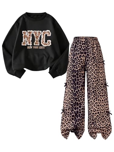 Cakaner Tween Girl Clothes Trendy Long Sleeve Top and Cargo Pants 2 Piece Fall Teen Outfits Size 13 14