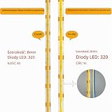 Clearhill 5V USB COB LED taśma, zimny biały 6500K, szerokość 8mm 320LED / m, 8W / m, CRI90, 16.4FT / 5M, galvanizowany podwójny panel taśma, wodoodporny IP20