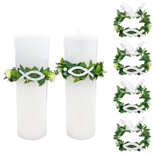 6 Pezzi, dellyy Anelli di Candela don Perle e Foglie, 2 Candela und 4 Ghirlanda di Candele Antigoccia, Decorazione Candela