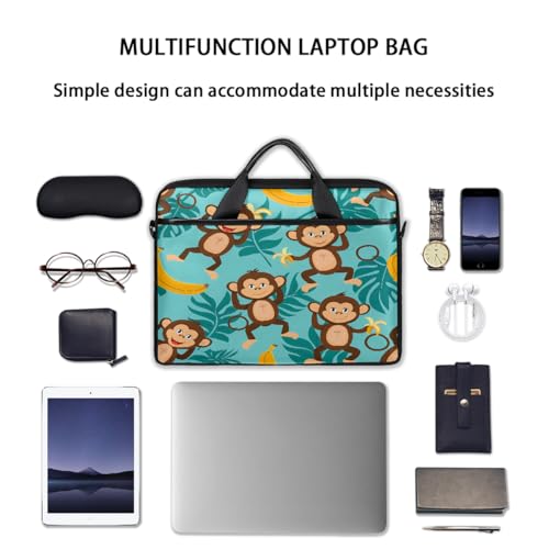 Funda para laptop de 15 pulgadas con estampado de mono y plátano, maletín delgado para negocios, bolso mensajero para mujeres y hombres, funda para laptop para trabajo, oficina y viajes miniatura 7