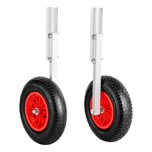 VEVOR Boat Launching Wheels, 300 lbs Load Capacity, 15" Aluminium Alloy Transom Wheel with Inflatable Rubber Tires, Folding Launch Wheels with 4 Quick Release Pin, Fit 14.7 ft Inflatable Fishing Boat