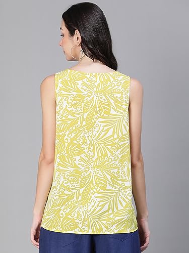 Image of oxolloxo Women Floral Print Sleevless Round Neck Top