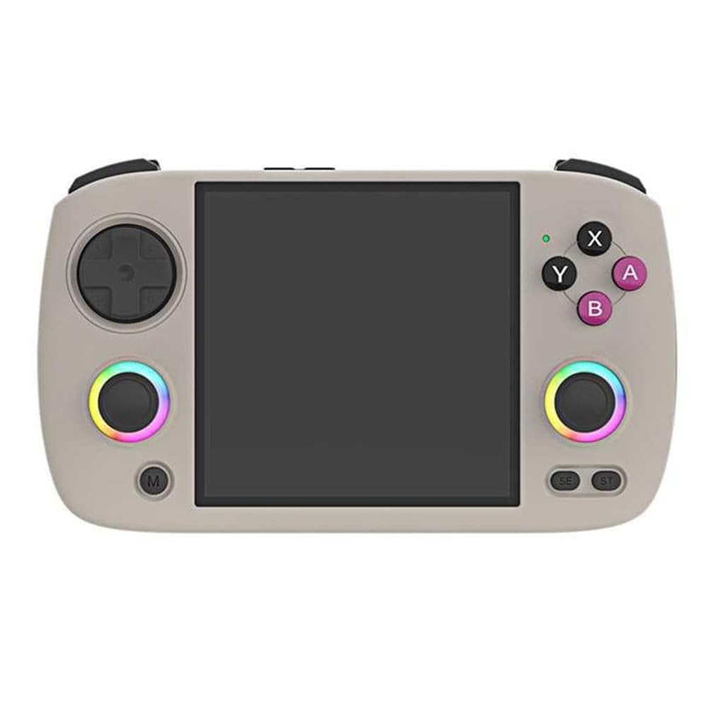 RG CubeXX Retro Console da Gioco Portatile con Schermo IPS da 3,95 Pollici, Linux A 64 Bit con Joystick RGB, Supporto e 32 GB di Memoria, Grigio