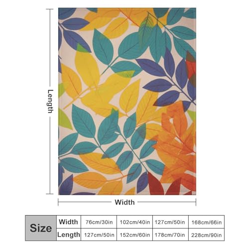 Couverture flanelle feuilles multicolores légère et confortable lit