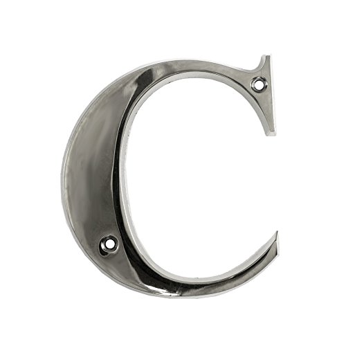 Beautiful 3 Inch Bevelled Edge Polished Chrome Door Letter C - Screw Fix Front House Letter C