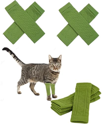 Whtamazg 8 Pcs Pet Dog Knitted Elbow Sleeve Protector Pets Leg Sock Warm Socks Wraps Leggings for Small, Medium Dogs Puppy Stocking Stuffers Puppy Leg Sock Thermal Socks Suit Cat (Green, XS)