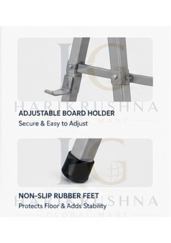 Image of Premium 5 Feet Heavy Duty Folding Easel Stand for White Board, Black Board, Notice Board & Sun Board | Adjustable Display Stand for Presentation, Office, Advertisement | White Board Not Included | Grey