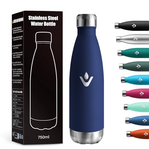 Immagine prodotto: Borraccia Termica 750ml, Riutilizzabile, Doppia Parete Isolata, Bottiglia Acqua in Acciaio Inox, a Prova di Perdite, senza BPA, Bottiglia Termica per Adulti, Scuola, Ufficio, Viaggi, Sport, Yoga