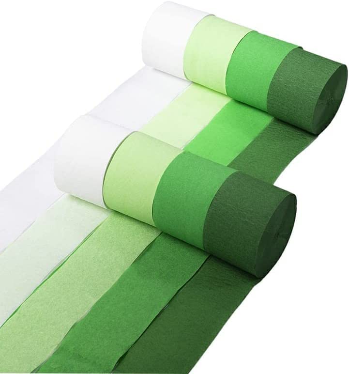 8 Rolls Green Crepe Tapes, 4.5 cm x 25 m Crepe Paper for Crafts for Wedding, Baby Shower, Birthday Party, Background, Festivals, Party Decoration, May Tree Ribbons, Streamers Paper (Green Gradient)