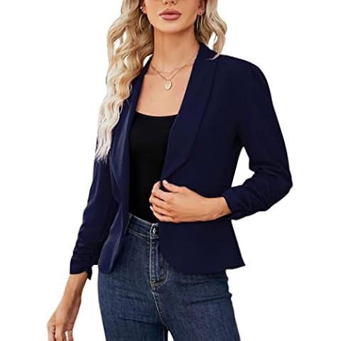 KOJOOIN Damen Blazer 3/4 Arm Jacke Business Revers Blazer Sakko Cover