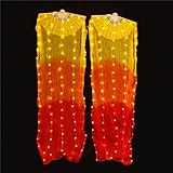 Mnjyihy Women's Shiny 1 Pair Belly Silk Fan Dance Veil Performance Belly Dance LED Dance Fans 1 pair1 M-150cm-90cm 1 Pair