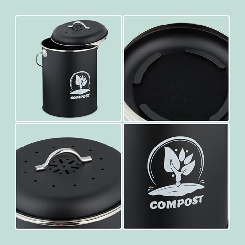Caneca de basura para cocina de hierro 5.5 L negra miniatura 2