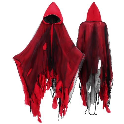 Costume d'horreur Faucheuse pour adulte avec une cape à capuche en mesh confortable