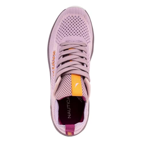 Nautica Tênis de corrida feminino moderno com cadarço casual com amortecimento máximo, Lilac Fun-ven