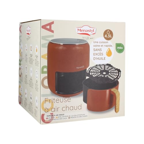 Friteuse À Air Chaud 4.5lcolorama Brique Avec Poignée Finition Bois Menastyl - vue 3