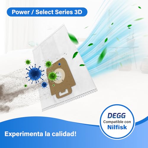 Miniatura 5 de Degg Bolsas De Aspiradora - Compatible Con Nilfisk Select, Elite Y Power Series - Accesorios Para Aspiradora - Bolsas De Repuesto - 10 Unidades