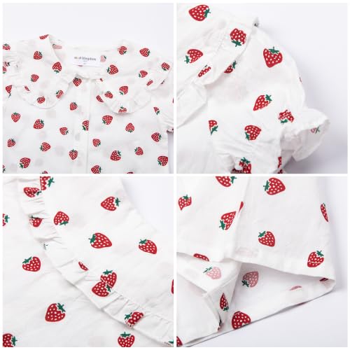 Image of Mud Kingdom Little Girls Peter Pan Collar Blouse Cotton Short Sleeve Button Up