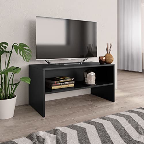 KOIECETA Mueble TV Estante Mesa Baja Televisión Aparador Televisor Módulo Diseño Simple Compartimento Salón Habitación Comedor Sala Contrachapada Negro, 800055