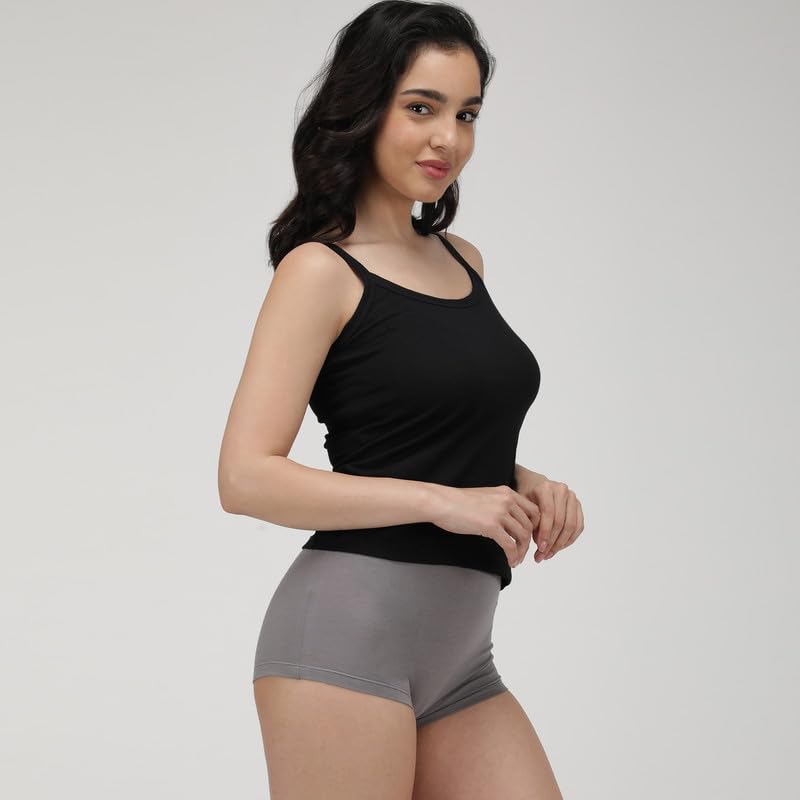 Image of Amul Comfy Women's Pure Cotton Camisole with Fabric Strap and Stay Fresh Treatment Pack of 4(Assorted Colours May Vary)