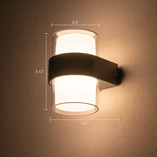 Image of blissbells Modern 10W LED Wall Light | Black Cylindrical Wall Lamp with Warm White Glow for Living Room, Bedroom & Home Decor