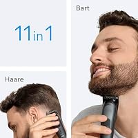 Braun All-in-One Trimmer-Set 3, 11-in-1 Multigroom, Barttrimmer, Nasenhaartrimmer, Haarschneidemaschine für Gesicht und Kopf, 50 Min Akku, 14 Längen (3–21 mm), AIO3565, Grau – Ansicht 3