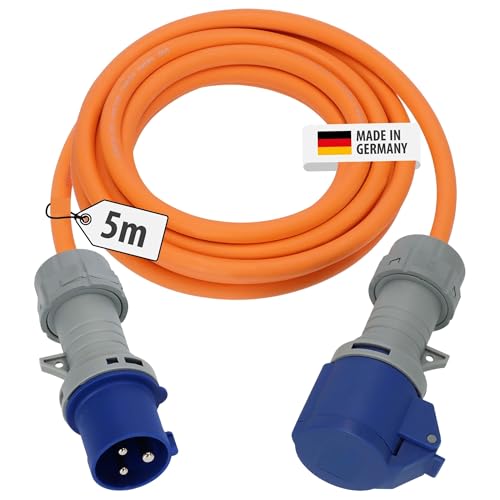 Brennenstuhl CEE 230V przedłużacz kempingowy 5m z wskaźnikiem napięcia LED (kabel H07RN-F 3G2,5, kabel zasilający do campingu do stałego użytkowania na zewnątrz IP44, Made in Germany)