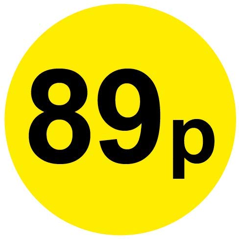 Permanent Adhesive - Black & Yellow 30mm Price Stickers/Labels from 10p to £5.25, 200, 89p — image 1