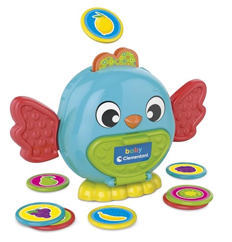 Clementoni Baby Montessori - Birdy Bank, Gioco Prima Infanzia per Bambini 12+ Mesi, Salvadanaio con Gettoni per Scoprire Il Concetto di Permanenza, con 7 Gettoni Frutta, Made in Italy, 17494