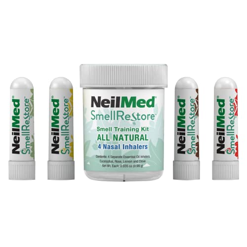 Neilmed Smell Restore - All Natural Smell Training Kit With 4 Separate Essential Oil Inhalers. Eucalyptus, Rose, Lemon And Clove #TOP4