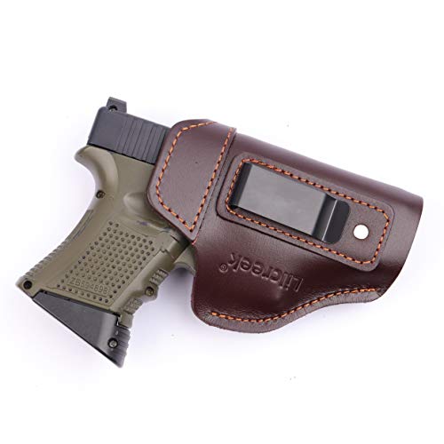Lilcreek IWB Leather Holster for Left/Right-Handed ,Tactical Gun Holsters Fits G17 19 22 23 32 33 36 43, S&W M&P Shield 9mm, Springfield XD-S, Similar Size Beretta, H&K, Kel-Tec, Ruger, Taurus