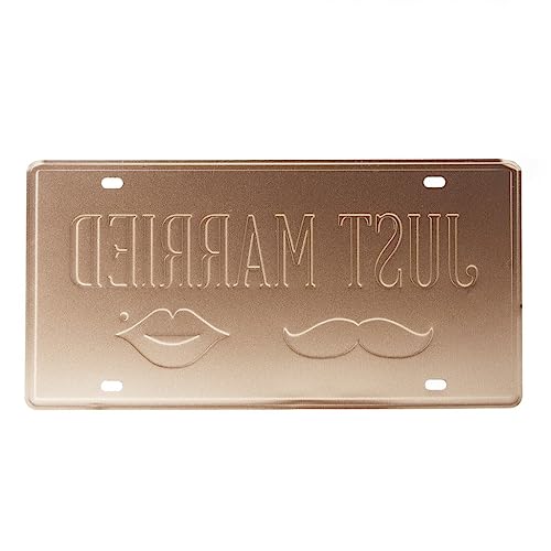 Image of Just Married Multipurpose Metal Signs - License Wall Plate, Decorative Car Tag - Ideal for Cafe, Restaurant, Shop, Home, Hotel, Club, Office, Living Area