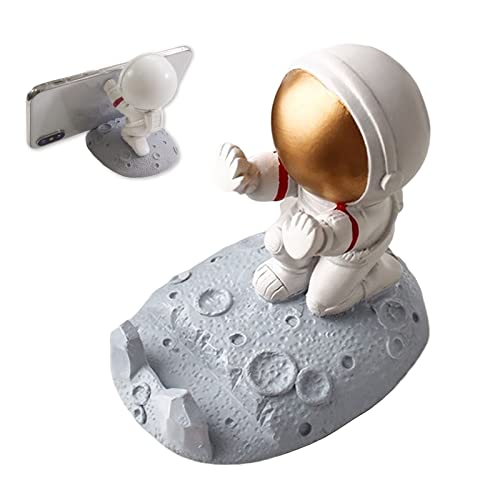 Cute Astronaut Phone Stand Holder, Funny Resin Astronaut Statue Tabletop Cell Phone Holder, Gold #TOP16